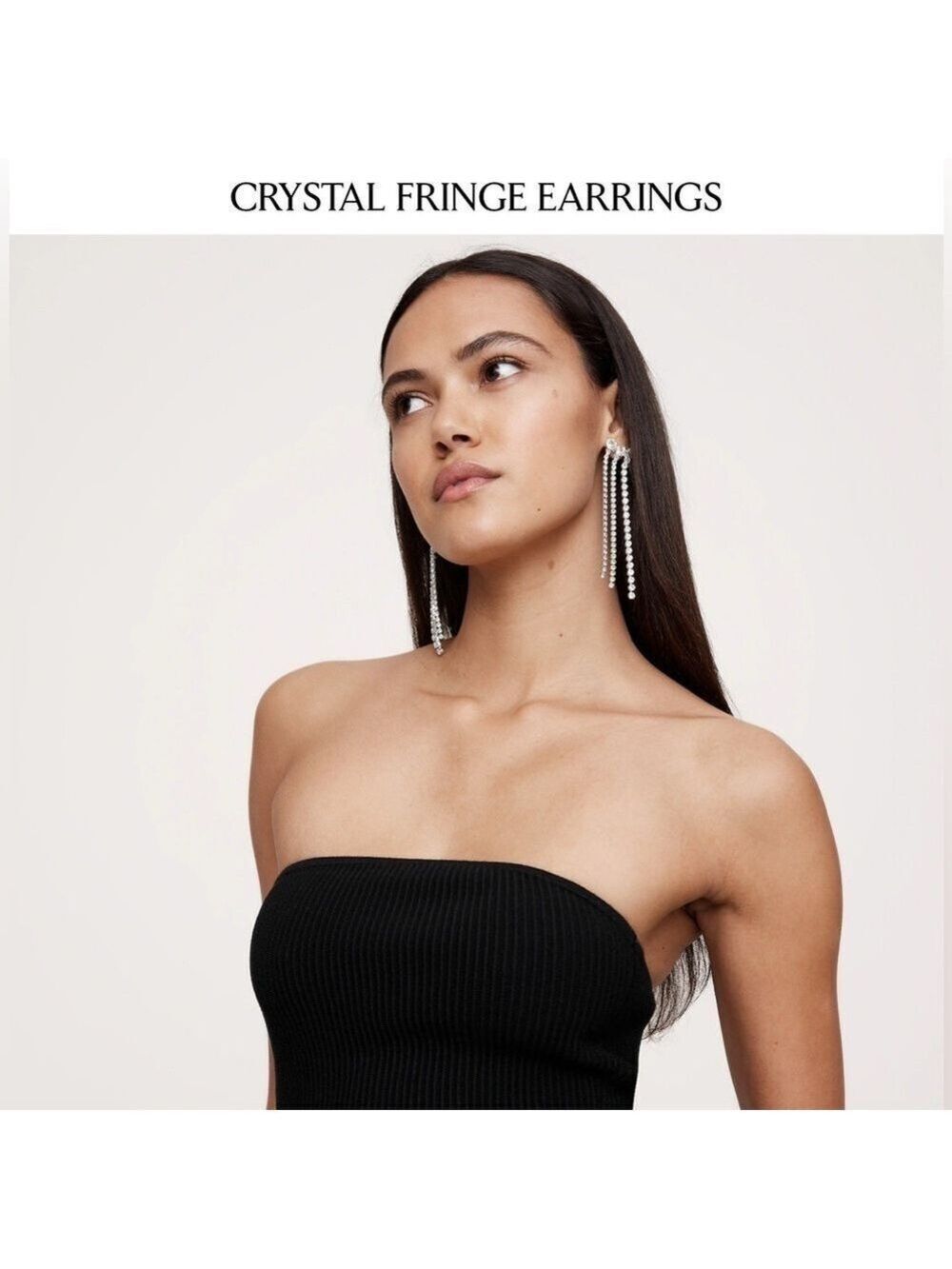 Banana Republic Crystal Fringe Rhinestone Prom Formal Earrings NEW
